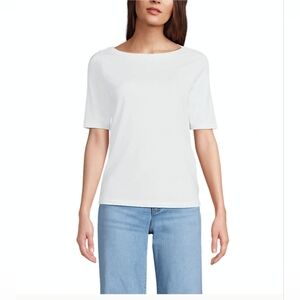 Lands' End Women's Large White Supima Boatneck Top New In Package